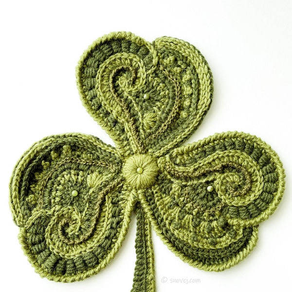 PATRÓN Trébol de cuatro hojas de crochet de forma libre