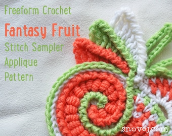 PATTERN Freeform Crochet Stitch Sampler Applique Scrumble