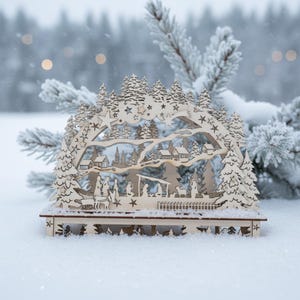 Christmas Nativity Arch DXF - SVG File | Layered Winter Village | Laser Cut Digital Product