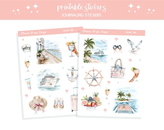 Journal stickers printable bullet journal sticker sheet scrapbooking junk journal stickers cruise journaling traveler journal Cruise Time