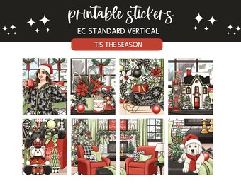 Printable planner stickers Christmas printable weekly sticker kit for vertical planners winter Tis the season