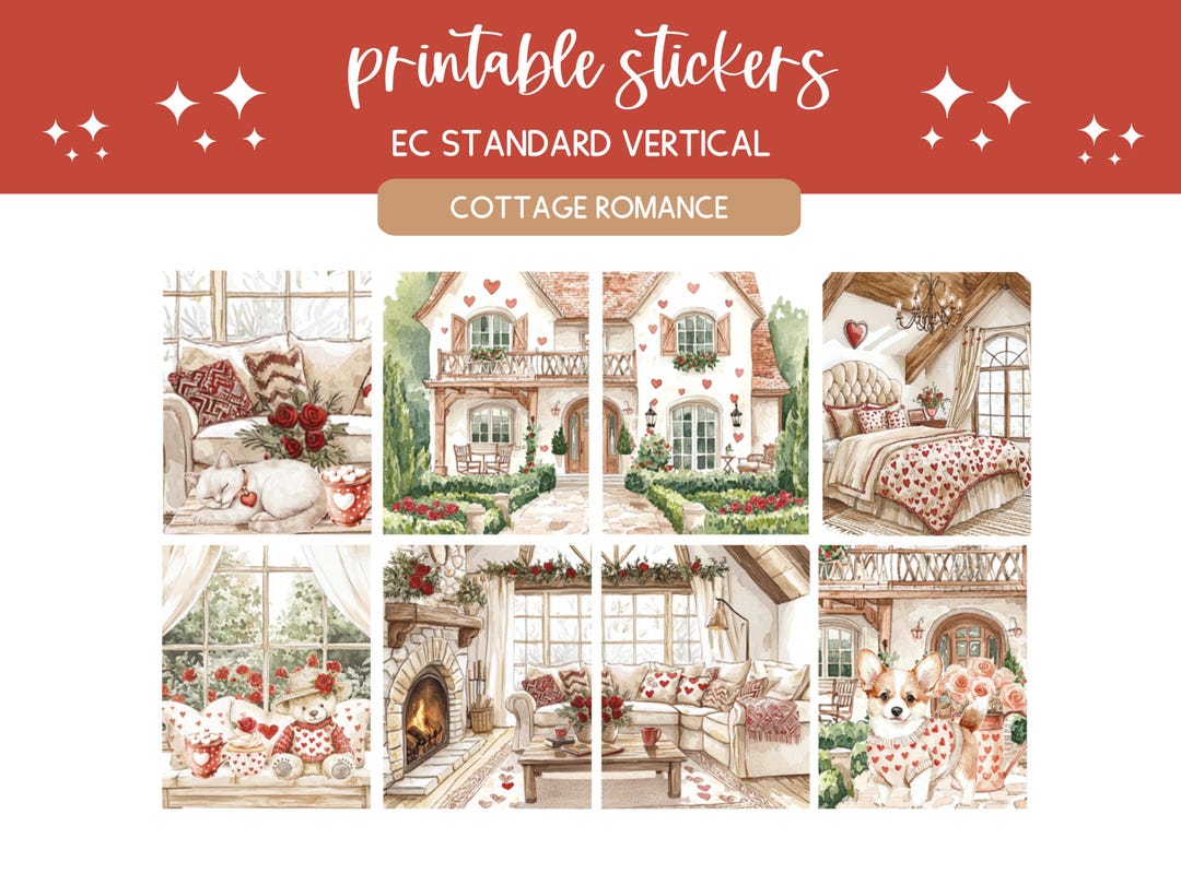 Printable Stickers Valentines Day Sticker Sheet Digital Sticker Kit ...