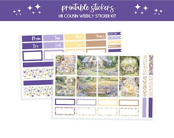 Printable planner stickers HB Cousin spring bullet journal sticker sheet scrapbooking junk journal stickers weekly sticker Pansy Garden