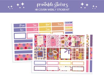 Printable planner stickers HB Cousin bullet journal sticker sheet scrapbooking junk journal stickers weekly sticker Junk Journal 90s 80s