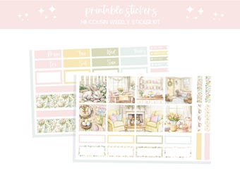 Printable planner stickers HB Cousin Easter bullet journal sticker sheet scrapbooking junk journal stickers weekly sticker Pastel Easter