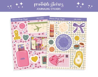 Junk Journal Sticker Starter Kit printable bullet journal sticker sheet