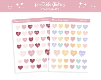 convo hearts sticker sheet Valentine's Day printable bullet journal sticker sheet scrapbooking junk journaling stickers greeting card