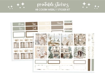 Printable planner stickers HB Cousin bullet journal sticker sheet scrapbooking junk journal stickers weekly sticker Frosty Planner winter
