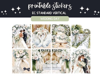 Printable stickers wedding sticker sheet digital sticker kit vertical planner kit weekly planner decorative stickers anniversary Wedding Day