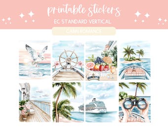 Printable stickers weekly kit summer sticker sheet digital sticker kit vertical planner kit weekly planner decorative stickers Cruise Time
