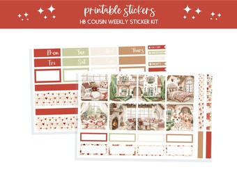Printable planner stickers HB Cousin Valentine bullet journal sticker sheet scrapbooking junk journal stickers weekly Cottage Romance spring