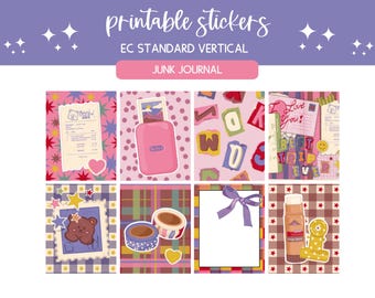 Printable stickers weekly sticker kit nostalgia 90s sticker sheet digital sticker kit vertical planner kit decorative stickers Junk Journal