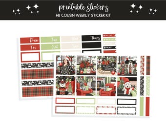 Printable planner stickers HB Cousin bullet journal sticker sheet scrapbooking junk journal stickers winter sticker Tis the season
