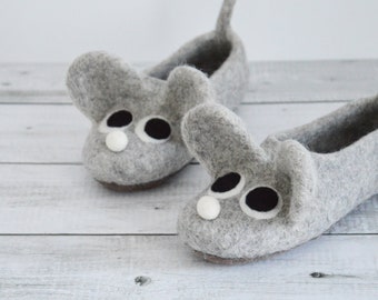 Felted adult size slippers MICE