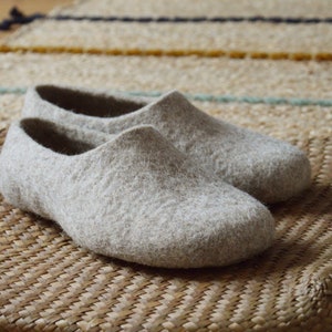 Eco Friendly Handmade Felted Slippers in Natural Light Brown Color. - Etsy