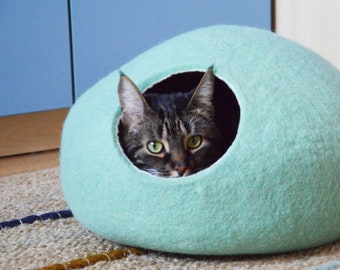 Cueva para gatos de color menta / Cama para mascotas de clase premium / Cama para gatos moderna / La mejor casa para gatos estética / Escondite para gatos / Muebles para mascotas / Capullo de siesta para gatos