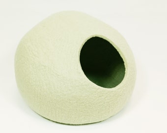 Green Tea Merino Wool Cat Cave Bed
