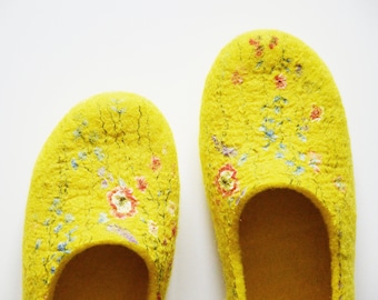 Felted Wool Slippers: Handmade Floral House Shoes