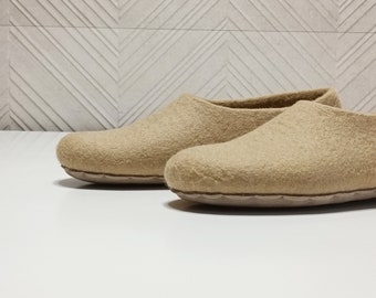 Pantoufles en laine feutrée de couleur personnalisée | Chaussures maison mérinos | Personnalisé
