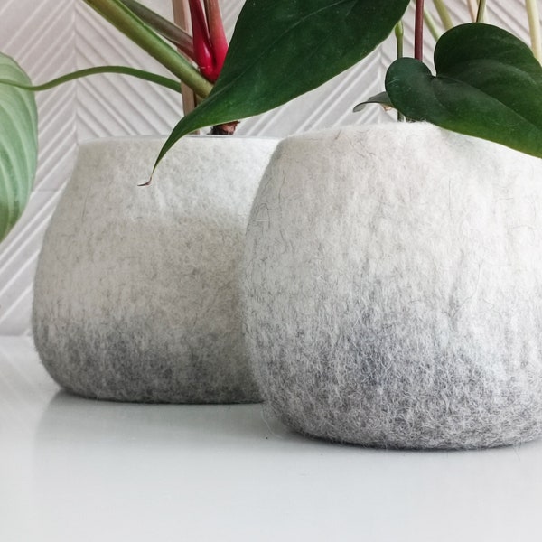 Flower pot / Felted flower planter / Scandinavian design flowerpot / Indoor planter / Flower basket / Handmade flower pot / Wool planter