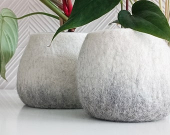 Felted Wool Flower Pot: Ombre Scandinavian Planter