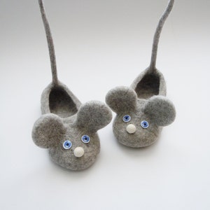 Felted kid size slippers MICE image 2