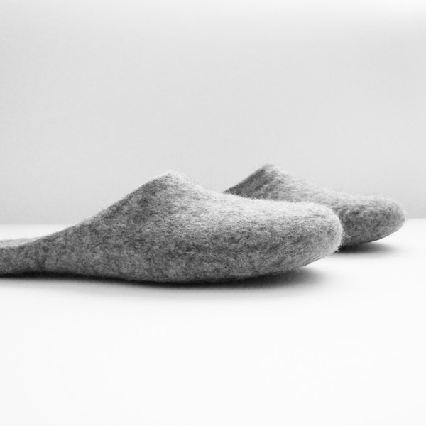 Eco friendly hand made backless felted men slippers.