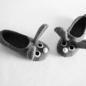 Two bunnies. Felted adult size slippers image 3