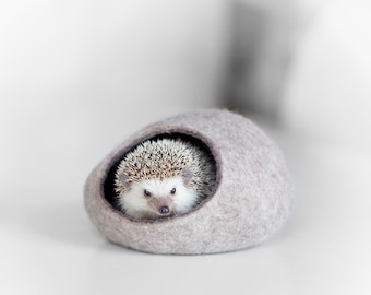 Hedgehog bed / small animal cave / small pet bed / felted pet house / ferret cocoon / nap pouch