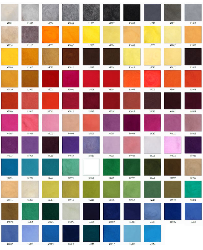 May include: A color chart with 100 different shades of paint, organized in rows and columns. Each square is labeled with a number and letter code.