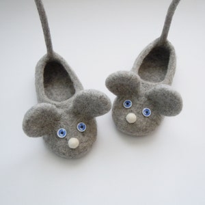 Felted kid size slippers MICE image 3