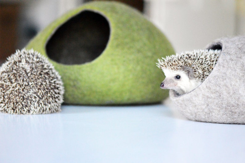 Hedgehog bed / small animal cave / small pet bed / felted pet house / ferret cocoon / nap pouch image 5