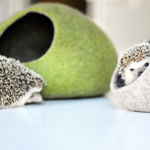 Hedgehog bed / small animal cave / small pet bed / felted pet house / ferret cocoon / nap pouch image 4