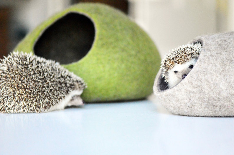 Hedgehog bed / small animal cave / small pet bed / felted pet house / ferret cocoon / nap pouch image 4