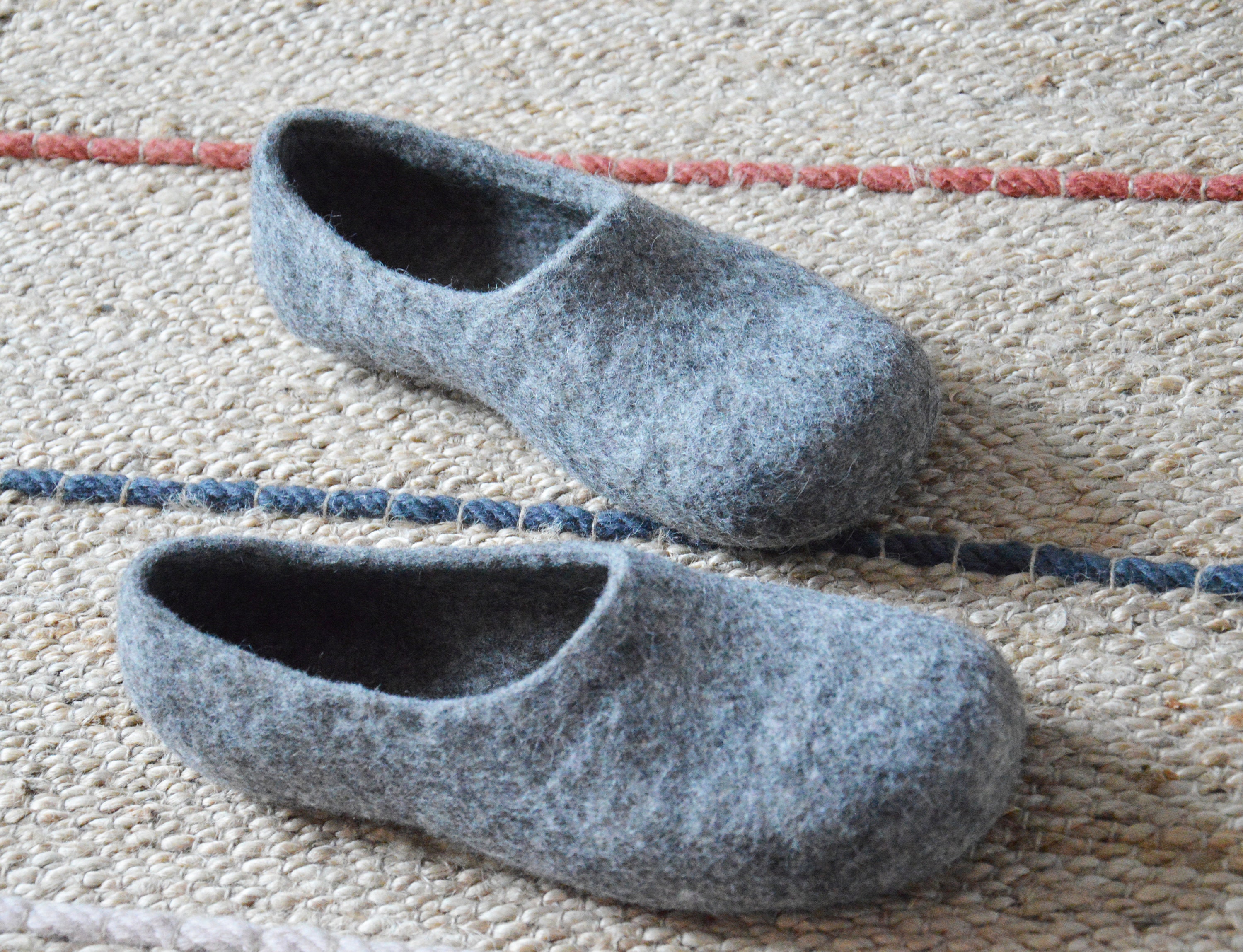 Eco friendly handmade felted men slippers in natural grey Etsy