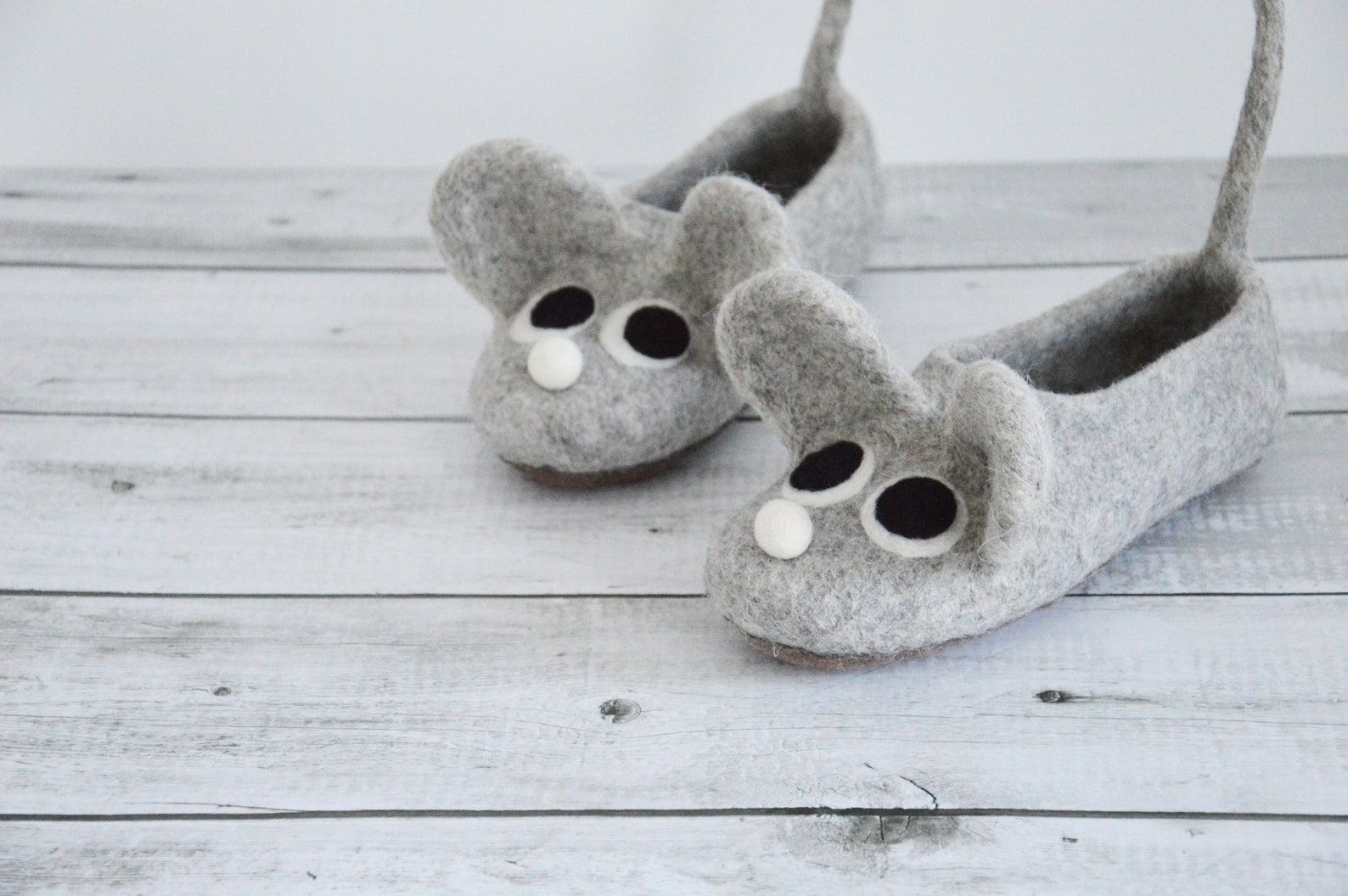 Felted Adult Size Slippers MICE - Etsy