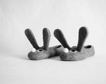 Two bunnies. Felted adult size slippers