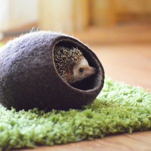 Felted Hedgehog Bed: Small Animal Cave, Ferret Cocoon