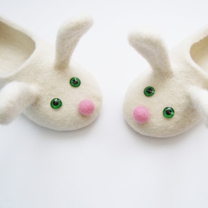 Two bunnies. Felted adult size slippers image 5