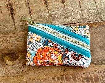 Floral Mini Zippered Quilted Pouch Hemingway Pouch