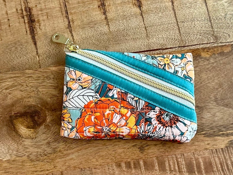 Floral Mini Zippered Quilted Pouch Hemingway Pouch image 1