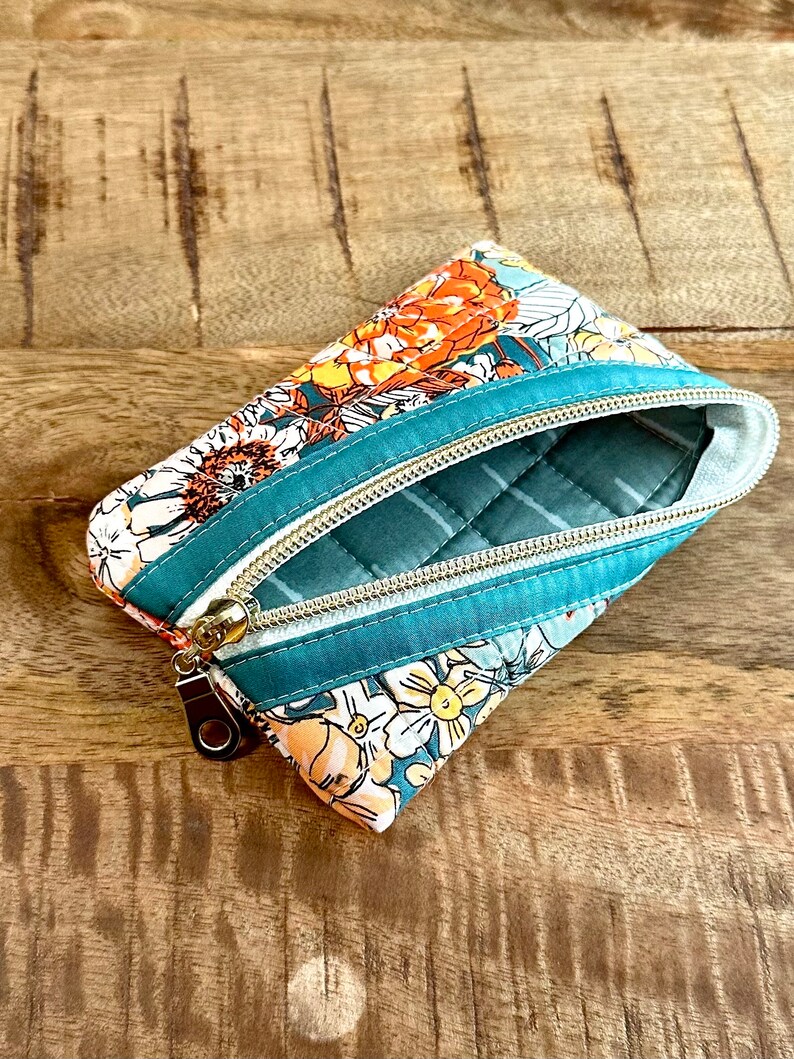 Floral Mini Zippered Quilted Pouch Hemingway Pouch image 2