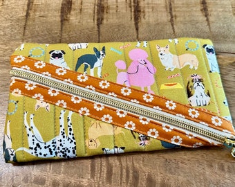 Happy Dogs: Quilted Pencil/Pen Pouch for Your Creative Canine Tales Quilted Zippered  Sunglasses Pouch Hemingway