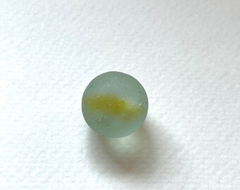 Yellow & seafoam cats eye frosted sea glass marble - lovely English beach find