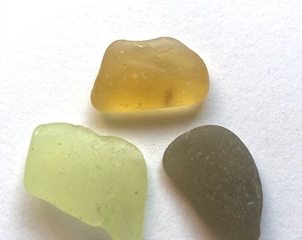 3 yellow shades English sea glass - North East England