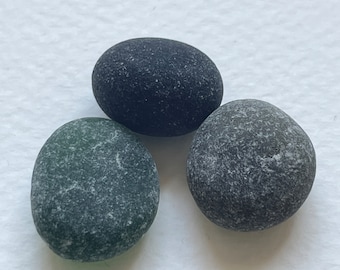 English sea glass - 3 perfect green beach glass bubbles - Lovely beach find pieces