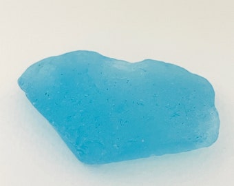 Bright aqua blue sea glass - lovely large beach find from Yorkshire coast, UK