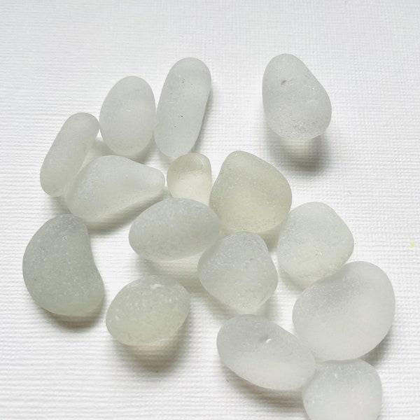 15 white English sea glass bubbles - Nicely rounded & frosted beach finds