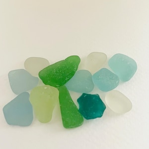 12 rockpool coloured sea glass - lovely English beach find pieces