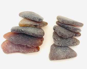 10 medium sized frosted brown sea glass pieces - beautiful English beach finds from East Yorkshire coast, UK